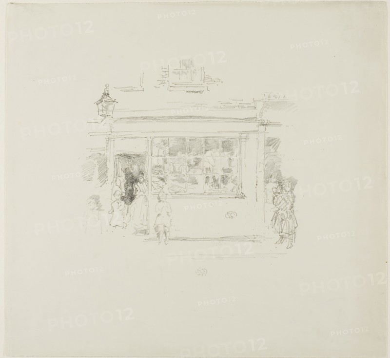 Drury Lane Rags, 1888, James McNeill Whistler (American, 1834-1903), printed by Thomas Way (English, 1837-1915), United States, Transfer lithograph in black on grayish ivory wove proofing paper, 147 x 160 mm (image), 267 x 287 mm (sheet)