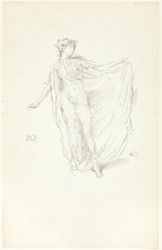The Dancing Girl, 1889, James McNeill Whistler, American, 1834-1903, United States, Transfer lithograph in black on ivory laid paper, 182 x 148 mm (image), 320 x 204 mm (sheet)