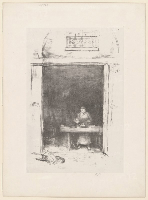 The Smith, Passage du Dragon, 1894, James McNeill Whistler, American, 1834-1903, United States, Transfer lithograph in black with stumping, on grayish white chine, laid down on ivory plate paper, 253 x 162 mm (image), 257 x 172 mm (primary support), 342 x 253 mm (secondary support)