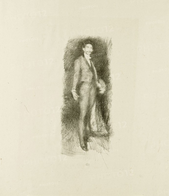 Count Robert de Montesquiou, No. 2, 1894, James McNeill Whistler, American, 1834-1903, United States, Transfer lithograph in black with scraping, on grayish ivory China paper, 227 x 96 mm (image), 360 x 332 mm (sheet)