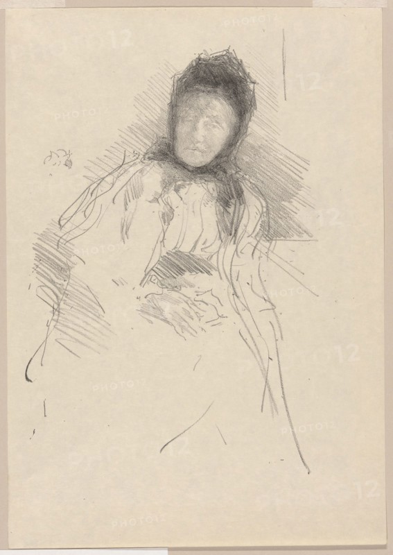 Unfinished Sketch of Lady Haden, 1895, James McNeill Whistler, American, 1834-1903, United States, Lithograph, in black ink, with scraping, on cream wove Japanese vellum, 300 x 200 mm (image), 364 x 255 mm (sheet)