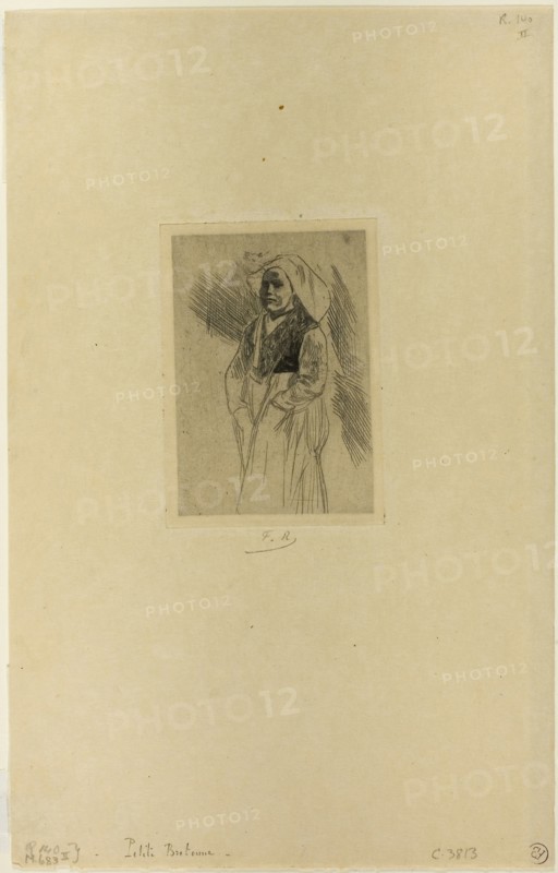 Young Breton Woman, n.d., Félicien Rops, Belgian, 1833-1898, Belgium, Etching and drypoint on cream wove paper, 90 × 62 mm (image), 97 × 70 mm (plate), 275 × 175 mm (sheet)