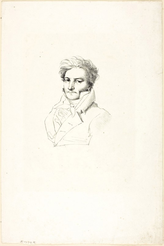 Portrait of a Man, c. 1820, Jean–Auguste–Dominique Ingres, French, 1780–1867, France, Lithograph in black on ivory wove paper, 103 × 78 mm (image/plate), 275 × 185 mm (sheet)