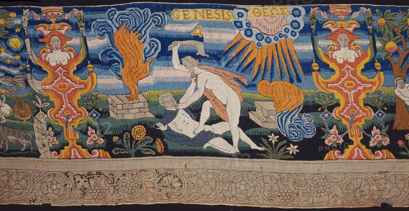 Valance or Frieze (Unfinished), 1601/25, England, Linen, plain weave, embroidered with wool and silk in tent and outline stitches, 44.2 × 413 cm (17 3/8 × 162 5/8 in.)