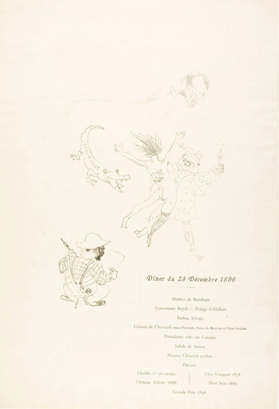 Le crocodile, Menu, 1896, Henri de Toulouse-Lautrec, French, 1864-1901, France, Lithograph on cream wove paper, 323 × 223 mm (image), 561 × 382 mm (sheet)