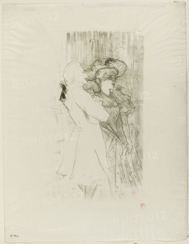 Lender and Auguez in La Chanson de Fortunio, 1895, Henri de Toulouse-Lautrec, French, 1864-1901, France, Color lithograph on ivory wove paper, 372 × 232 mm (image), 516 × 401 mm (sheet)