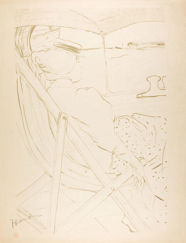 The Passenger in Cabin 54—A Cruise, 1896, Henri de Toulouse-Lautrec, French, 1864-1901, France, Color lithograph on cream wove paper, 598 × 400 mm (image), 642 × 501 mm (sheet)