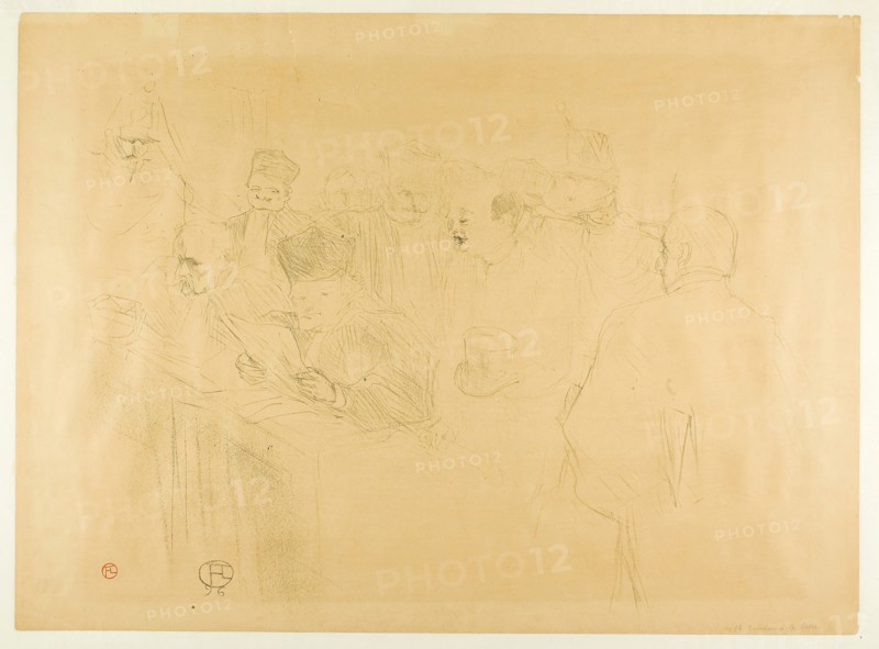 The Lebaudy Trial, Mademoiselle Marsy Giving Evidence, 1896, Henri de Toulouse-Lautrec, French, 1864-1901, France, Lithograph on tan wove paper, laid down on cream wove Japanese paper, 458 × 601 mm (image), 483 × 636 mm (sheet)