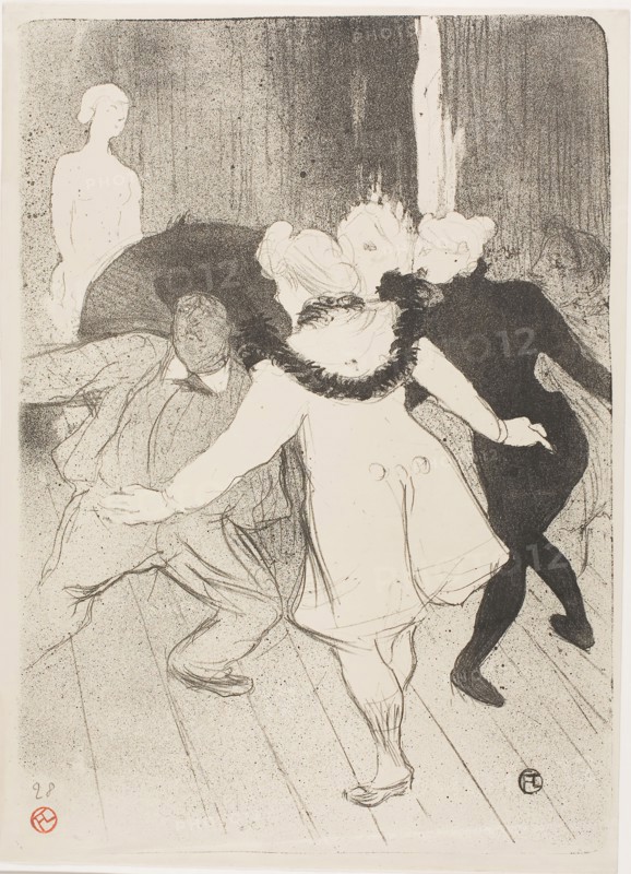 At the Folies-Bergère: The Modesty of Monsieur Prudhomme, 1893, Henri de Toulouse-Lautrec, French, 1864-1901, France, Lithograph on cream wove paper, 373 × 269 mm (image), 385 × 280 mm (sheet)