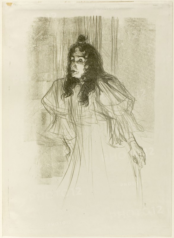 Miss May Belfort with Long Hair, 1895, Henri de Toulouse-Lautrec, French, 1864-1901, France, Color lithograph on cream wove paper, 325 × 244 mm (image), 391 × 284 mm (sheet)