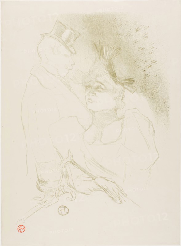 Mademoiselle Lender and Baron, 1893, Henri de Toulouse-Lautrec, French, 1864-1901, France, Color lithograph on cream wove paper, 322 × 233 mm (image), 380 × 280 mm (sheet)