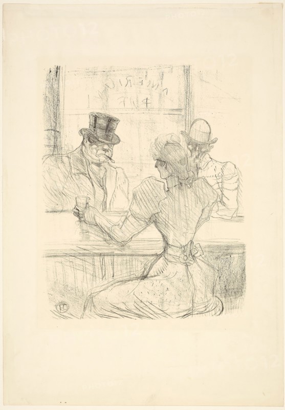 In the Picton Bar (American Bar), rue Scribe, 1896, Henri de Toulouse-Lautrec, French, 1864-1901, France, Lithograph on cream wove paper, 297 × 240 mm (image), 471 × 329 mm (sheet)
