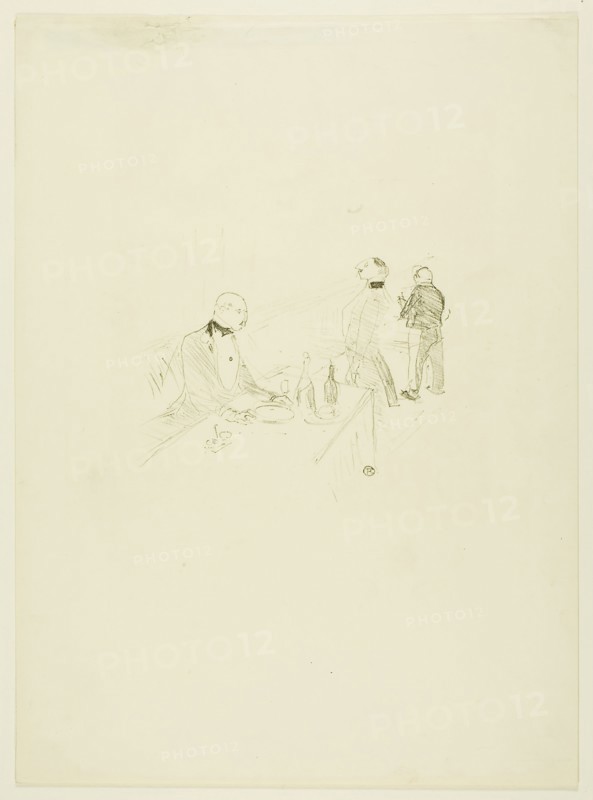 At the Maison d’Or, 1897, Henri de Toulouse-Lautrec, French, 1864-1901, France, Color lithograph on ivory wove paper, 136 × 161 mm (image), 384 × 280 mm (sheet)