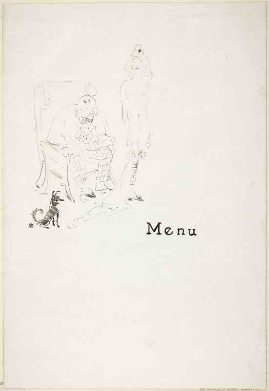 The Naked Girl, Menu, 1898, Henri de Toulouse-Lautrec, French, 1864-1901, France, Color lithograph on ivory wove paper, 212 × 188 mm (image), 430 × 295 mm (sheet)