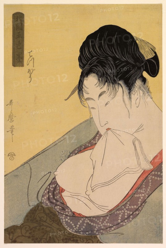 A Low Class Prostitute (Gun [teppo]), from the series Five Shades of Ink in the Northern Quarter (Hokkoku goshiki-zumi), c. 1794/95, Kitagawa Utamaro ??? ??, Japanese, 1753 (?)-1806, Japan, Color woodblock print, oban, 37.9 x 25.1 cm