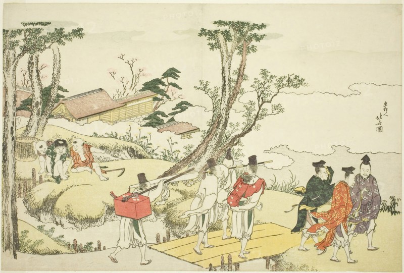 Frontispiece to the illustrated album Thirty-six Immortal Women Poets (Nishikizuri onna sanjurokkasen), 1801, Katsushika Hokusai ?? ??, Japanese, 1760-1849, Japan, Color woodblock print, surimono, 25.1 x 37.5 cm