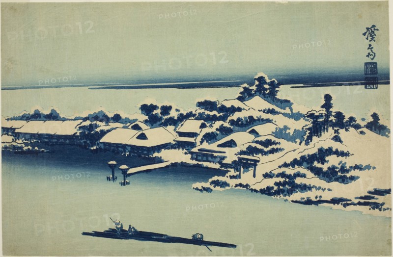 Snow on the Sumida River, early 1830s, Keisai Eisen, Japanese, 1790-1848, Japan, Color woodblock print, oban, 23.8 x 36.2 cm (9 5/16 x 14 1/4 in.)