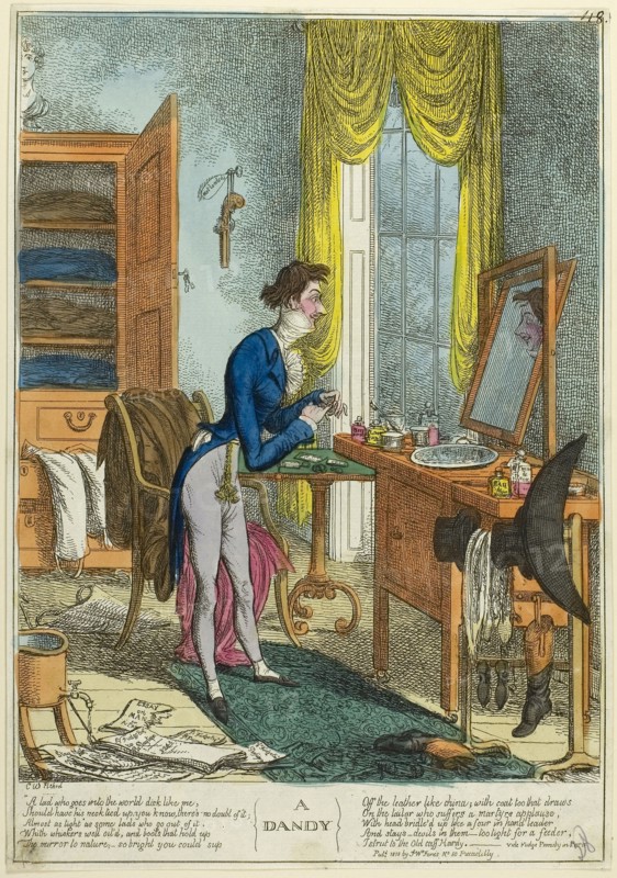 A Dandy, published 1818, Charles Williams (English, 1797-1830), published by S.W. Fores (English, 1761-1838), United States, Handcolored etching on ivory laid paper, 293 x 224 mm (image), 330 x 232 mm (sheet), plate mark not visible