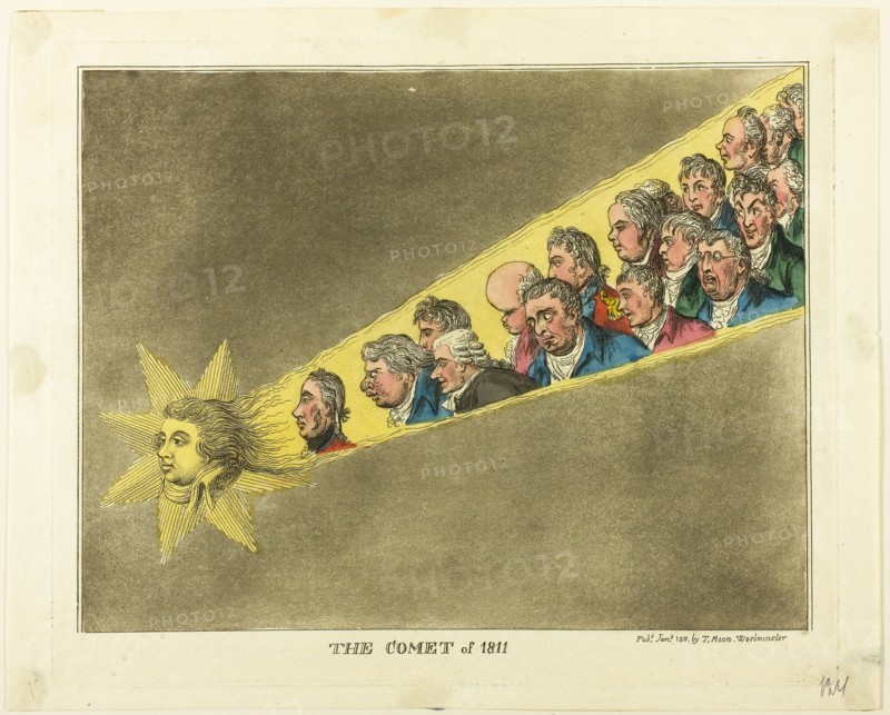 The Comet of 1811, 1811, Published by T. Moon, English, 19th century, England, Hand-colored etching on paper