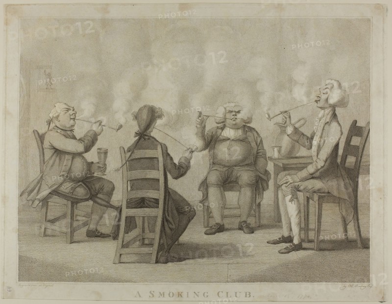 A Smoking Club, n.d., Unknown Artist, after Henry William Bunbury (English, 1750-1811), England, Engraving with stipple on paper, 343 × 454 mm (image), 383 × 498 mm (plate/sheet)