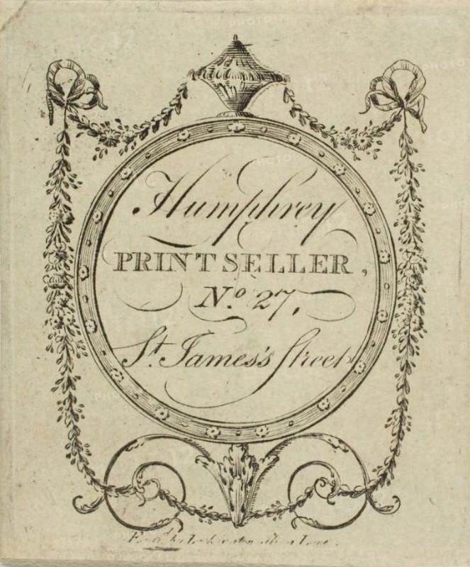 Humphrey, Printseller, No. 27 St. James’s Street, n.d., John Lockington, English, active 18th century, England, Engraving on ivory wove paper, 63 × 52 mm (plate), 67 × 56 mm (sheet)