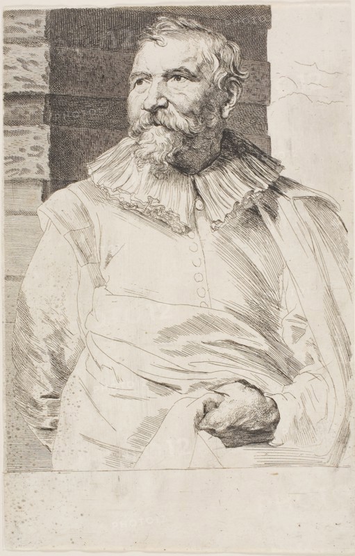 Adam van Noort, 1630/33, Anthony van Dyck, Flemish, 1599-1641, Flanders, Etching and engraving in black on ivory laid paper, 239 × 154 mm (image/sheet, trimmed within platemark)