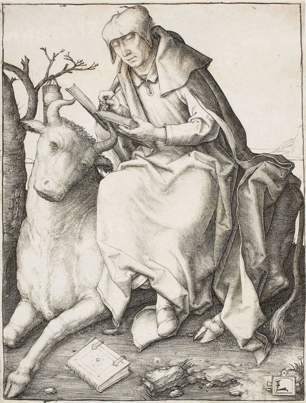 Saint Luke, c. 1508, Lucas van Leyden, Netherlandish, c. 1494-1533, Netherlands, Engraving in black on paper, 116 x 88 mm (image), 118 x 88 mm (plate), 118 x 90 mm (sheet)