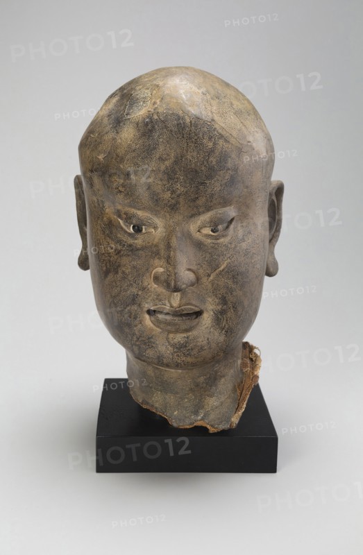 Head of a Luohan, Northern Song, Liao, or Jin dynasty, c. 11th century, China, Hollow dry lacquer, 28.6 × 18 × 20 cm (11 1/4 × 7 1/16 × 7 7/8 in.)