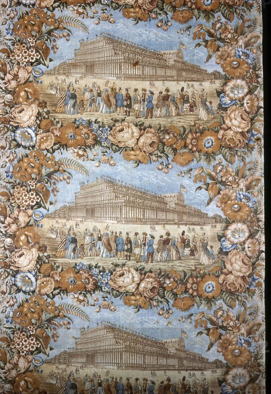 Panel (Furnishing Fabric), c. 1851, Probably Manufactured by Wright & Lee, England, probably Manchester, England, Cotton, plain weave, engraved roller printed, glazed, 145.5 × 71.5 cm (57 1/4 × 28 1/8 in.)