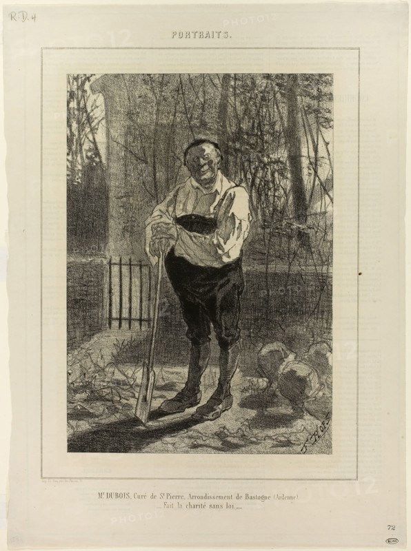 Portrait of Monsieur Dubois, curate of St. Pierre…, 1857, Félicien Rops (Belgian, 1833-1898), printed by Philippe Ham, Belgium, Lithograph in black (with letterpress on verso) on ivory wove paper, 289 × 202 mm (image), 414 × 307 mm (sheet)