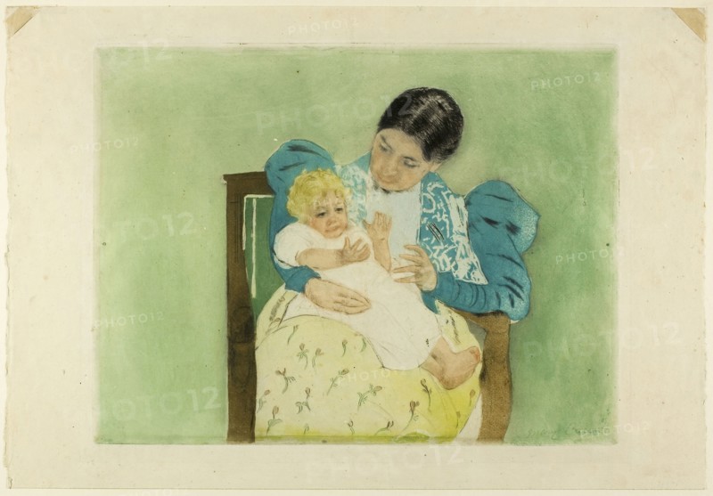 The Barefooted Child, 1896–98, Mary Cassatt, American, 1844-1926, United States, Drypoint and aquatint, in color, on off-white laid paper, 244 x 320 mm (image/plate), 295 x 428 mm (sheet)