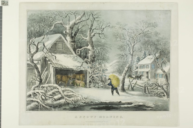 A Snowy Morning, 1864, Fanny F. Palmer (American, born England, 1812-1876), published by Currier and Ives (American, 1857-1907), United States, Lithograph, with hand-coloring on ivory wove paper, 295 x 417 mm (image), 357 x 458 mm (sheet)