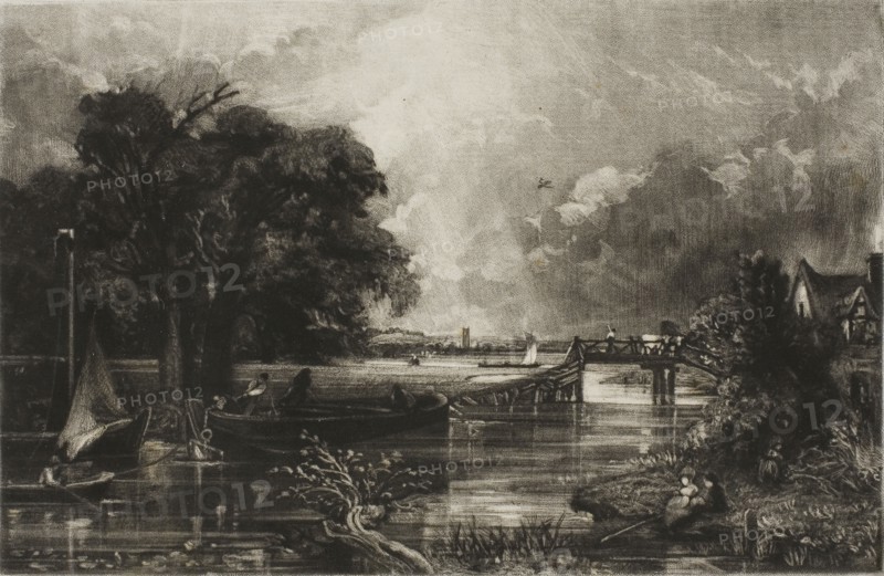 River Stour, Suffolk, 1830, published 1831, David Lucas (English, 1802-1881), after John Constable (English, 1776-1837), England, Mezzotint on paper, 144 × 122 mm (image), 179 × 253 mm (plate), 294 × 431 mm (sheet)