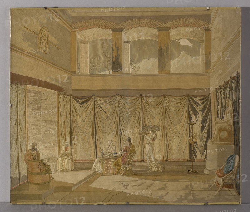 L’Hiver (Winter), Early 19th century, After Antoine-Pierre Mongin (French, 1761-1827), Possibly produced by Camille Pernon et Cie., France, Lyon, France, Silk, warp-float faced satin weave, embroidered with silk and chenille yarns in chain and satin stitches, couching, surface pigment added to embroidered stitches, 81.5 × 95.8 cm (32 × 37 3/4 in.)