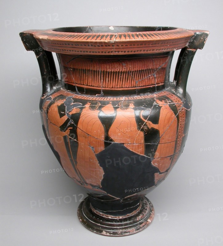 Column Krater (Mixing Bowl), 460/450 BC, Greek, Athens, Attributed to the Florence Painter, Greece, terracotta, decorated in the red-figure technique, 41.3 × 34.9 × 28.6 cm (16 1/4 × 13 3/4 × 11 1/4 in.)