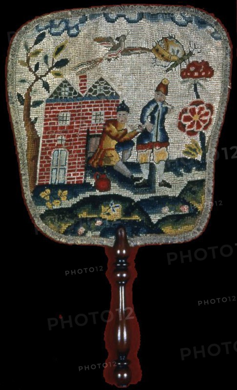 Fire Fans, 17th century, France, Linen, plain weave, embroidered with silk floss and wool yarns in tent and cross stitches, a: 28.6 × 26.4 cm (11 1/4 × 10 3/8 in.)