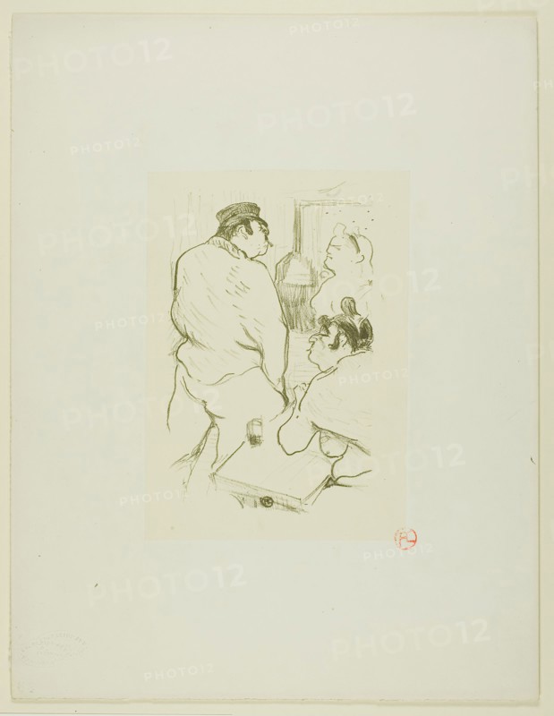 The Terror of Grenelle, 1894, Henri de Toulouse-Lautrec, French, 1864-1901, France, Color lithograph on cream wove paper, 174 × 114 mm (image), 193.5 × 137 mm (primary support), 360 × 276 mm (secondary support)