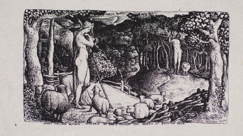 Ideal Pastoral Life, n.d., Edward Calvert, English, 1799-1883, England, Woodcut on paper, 43 × 77 mm (image), 60 × 101 mm (sheet, trimmed within plate mark)