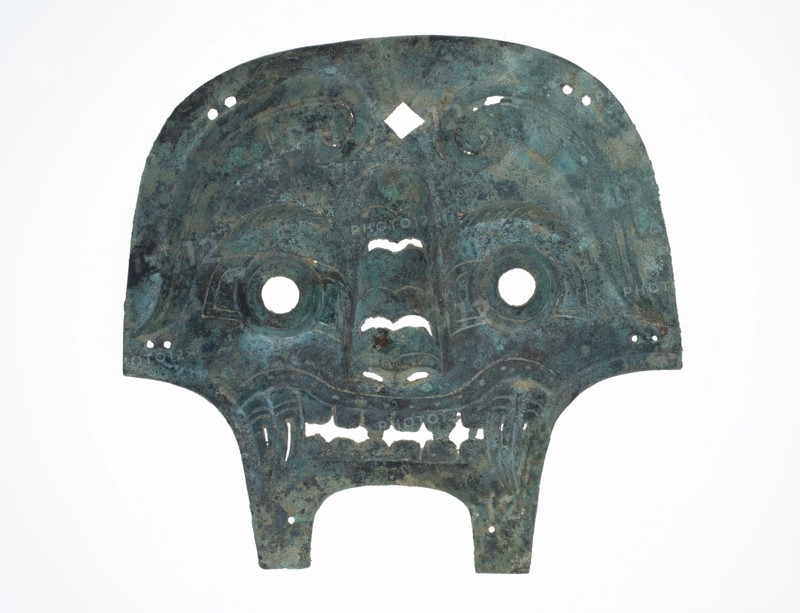 Mask from a Horse Bridle, Western Zhou dynasty ( 1046–771 BC ), about 9th century BC, China, Bronze, 26.5 × 27.5 × 0.3 cm (10 3/8 × 10 3/4 × 3/32 in.)