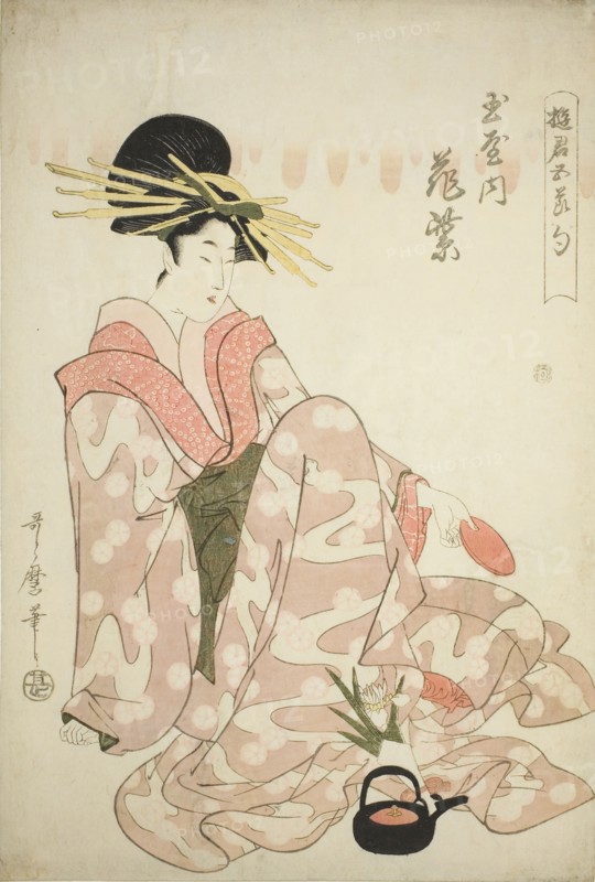 The Courtesan Hanamurasaki of the Tamaya, from the series Courtesans of the Five Festivals (Yukun gosekku), c. 1805, Kitagawa Utamaro ??? ??, Japanese, 1753 (?)-1806, Japan, Color woodblock print, oban