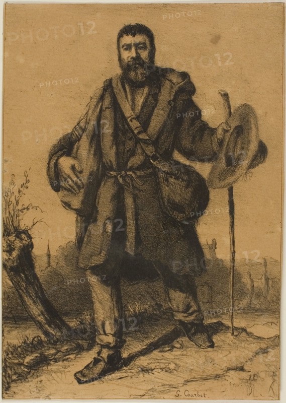The Apostle Jean Journet, n.d., Gustave Courbet, French, 1819-1877, France, Lithograph in black on tan wove paper, 244 × 171 mm