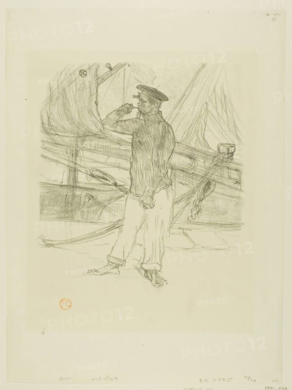 The Smoked Herring, from Mélodies de Désiré Dihau, 1895, Henri de Toulouse-Lautrec, French, 1864-1901, France, Lithograph on cream wove paper, 231 × 212 mm (image), 380 × 283 mm (sheet)