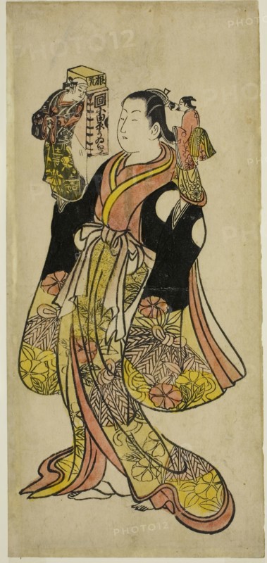Puppeteer, c. 1730, Attributed to Okumura Toshinobu, Japanese, active c. 1717-50, Japan, Hand-colored woodblock print, hosoban, urushi-e, 12 1/2 x 5 3/4 in.