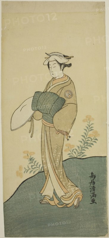 The Actor Segawa Kikunojo II, c. 1771, Torii Kiyomitsu I, Japanese, 1735–1785, Japan, Color woodblock print, hosoban, 13 1/2 x 5 1/2 in.