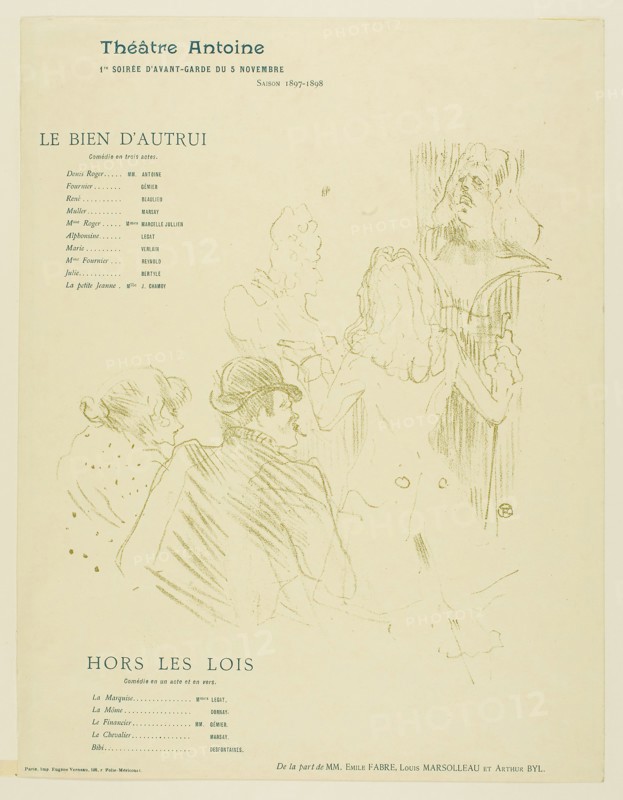 Homage to Molière, 1897, Henri de Toulouse-Lautrec, French, 1864-1901, France, Color lithograph on cream wove paper, 228 × 212 mm (image), 319 × 246 mm (sheet)