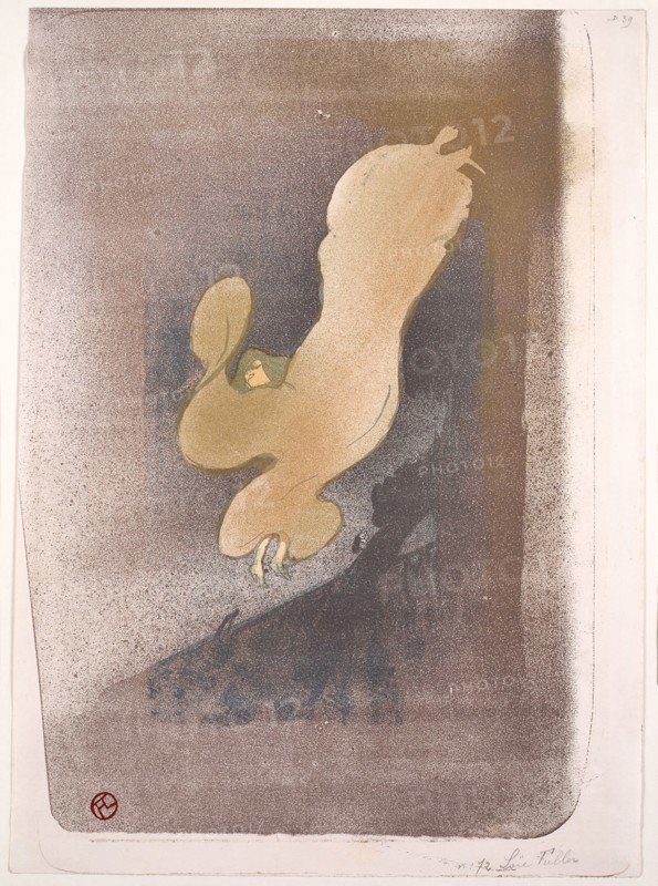 Miss Loïe Fuller, 1893, Henri de Toulouse-Lautrec, French, 1864-1901, France, Color lithograph on cream wove paper, 381 × 278 mm (image including stray marks), 382 × 282 mm (sheet)