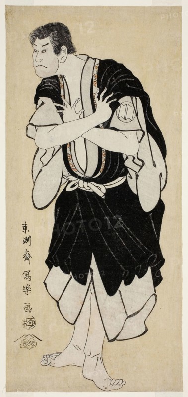 The Actor Sakata Hangoro III as Kosodate Kannonbo (Sandai-me Sakata Hangoro no Kosodate no Kannonbo), 1794, Toshusai Sharaku ??? ??, Japanese, active 1794-95, Japan, Color woodblock print, hosoban, nishiki-e, 31.0 x 14.2 cm