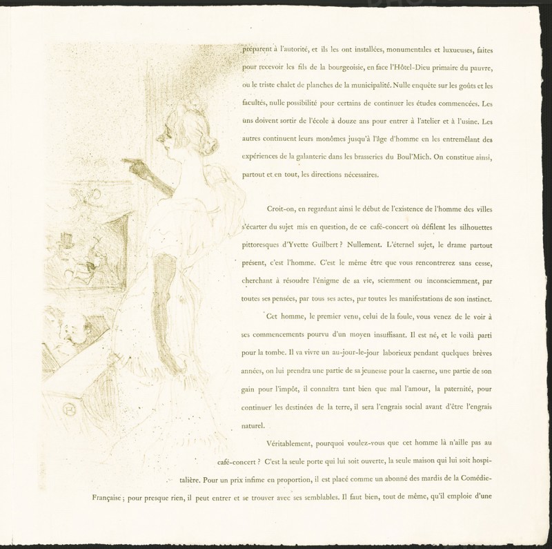 Yvette Guilbert, 1894, Henri de Toulouse-Lautrec, French, 1864-1901, France, Lithograph with letterpress, on ivory laid paper, 326 × 178 mm (image), 388 × 386 mm (sheet, folded, appro×.)