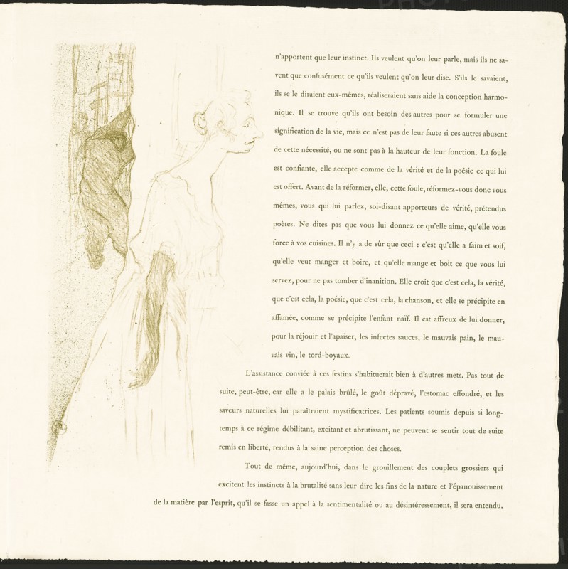 Yvette Guilbert, 1894, Henri de Toulouse-Lautrec, French, 1864-1901, France, Lithograph with letterpress, on ivory laid paper, 300 × 149 mm (image), 388 × 385 mm (sheet, folded, appro×.)