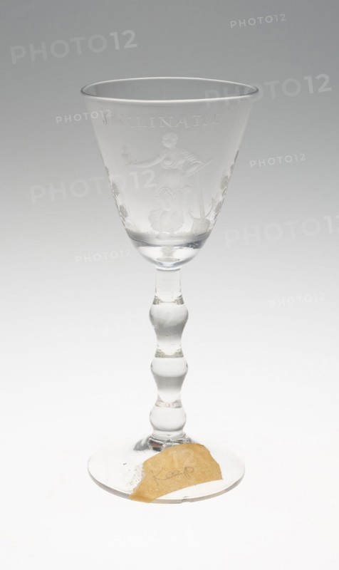 Wine Glass, c. 1725/50, England or Netherlands (glass), Netherlands (engraved), Netherlands, Glass, 19.2 x 8.3 cm (7 9/16 x 3 1/4 in.)